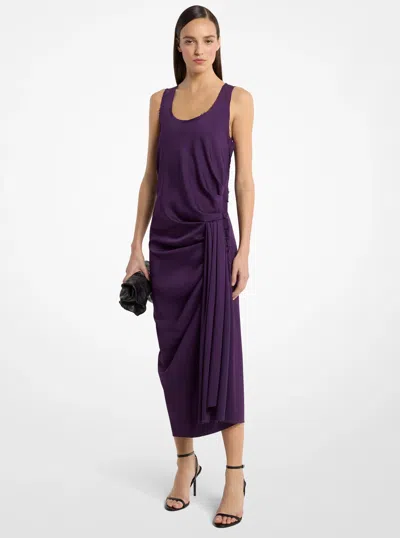 Michael Kors Draped Satin Tank Dress In Purple