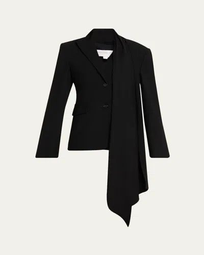 Michael Kors Draped Single-breasted Blazer In Black