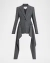 Michael Kors Draped Single-button Wool Blazer In Gray
