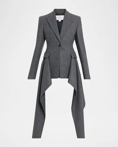 Michael Kors Draped Single-button Wool Blazer In Gray