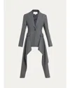 Michael Kors Draped Single-button Wool Blazer In Gray