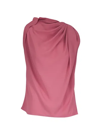 Michael Kors Draped Sleeveless Blouse In Purple