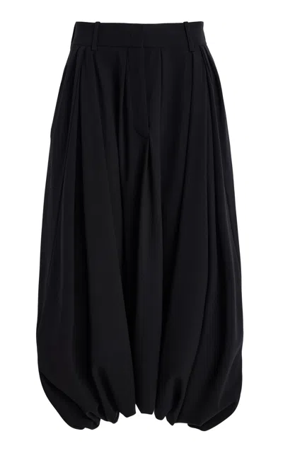Michael Kors Draped Stretch-tissue Wool Crepe Culottes In Black