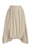 Michael Kors Draped Stretch-tissue Wool Crepe Culottes In Neutral