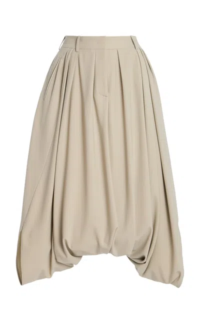 Michael Kors Draped Stretch-tissue Wool Crepe Culottes In Neutral