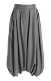 Michael Kors Draped Stretch-tissue Wool Crepe Culottes In Gray