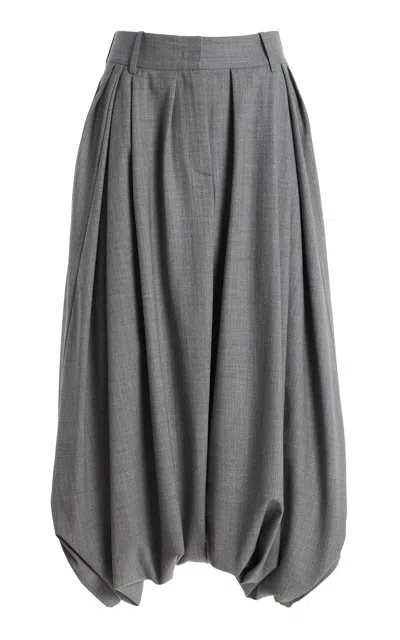 Michael Kors Draped Stretch-tissue Wool Crepe Culottes In Gray