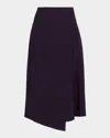 Michael Kors Draped Wool Broadcloth Wrap Midi Skirt In Purple