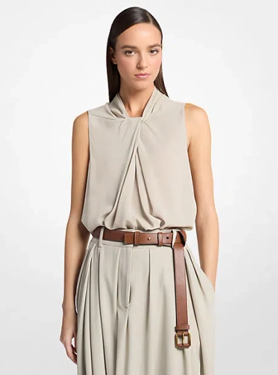 Michael Kors Draped Wool Crepe Sleeveless Blouse In Neutral