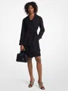 Michael Kors Draped Woven Trench Coat In Black