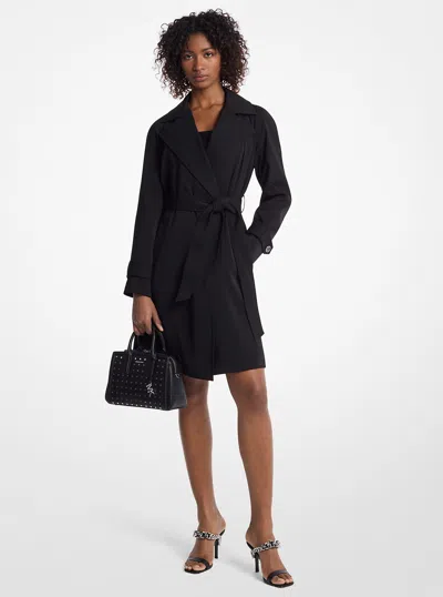 Michael Kors Draped Woven Trench Coat In Black