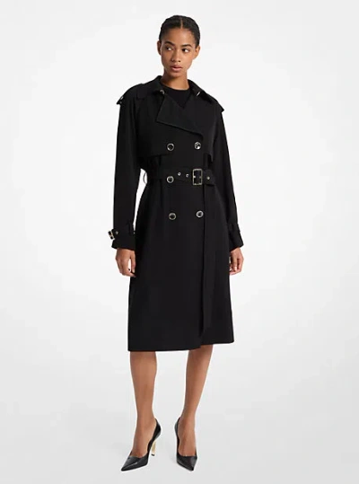 Michael Kors Draped Woven Trench Coat In Black