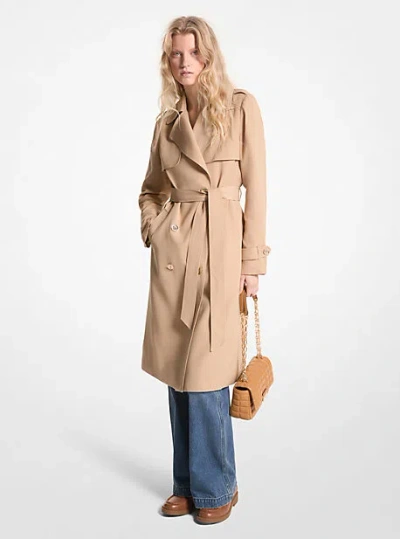Michael Kors Draped Woven Trench Coat In Natural