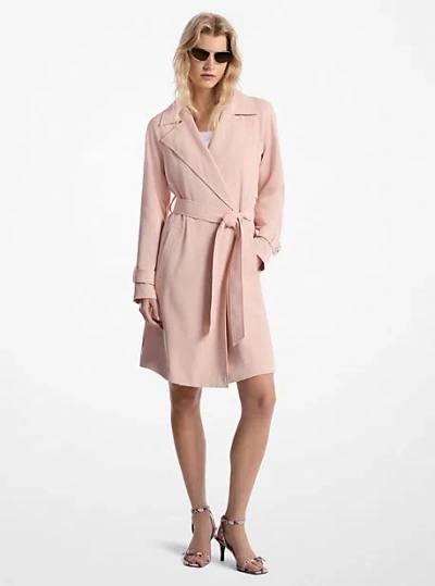 Michael Kors Draped Woven Trench Coat In Pink