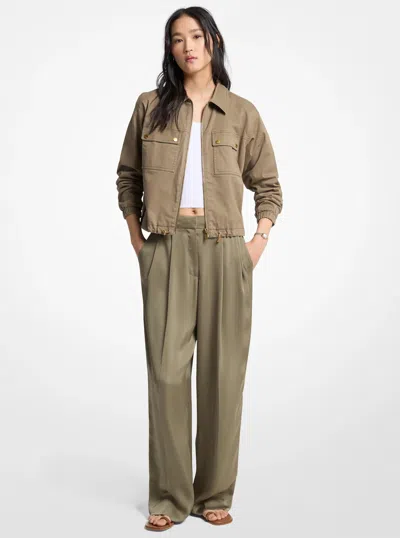 Michael Kors Drapey Satin Wide Leg Pants In Green