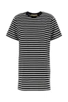 Michael Kors Crew Neck Striped Cotton T-shirt Dress In Black