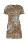 Michael Kors Brown Mini Dress With All-over Leopard Print In Tech Fabric Blend Woman In Beige