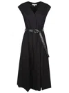 Michael Kors Stretch Organic Cotton Poplin Midi Dress In Black