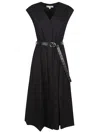 Michael Kors Stretch Organic Cotton Poplin Midi Dress In Black
