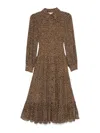Michael Kors Cheetah-print Midi Dress In Brown