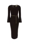 Michael Kors Chocolate Wool Blend Dress In Brown