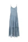 Michael Kors Lace Slip Dress Spaghetti Straps In Chambray