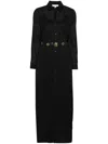 Michael Kors Black Long Dress With Classic Collar And Waist Belt In Black