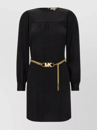 Michael Kors Dress In Triacetate Blend With Puff Sleeves In Black