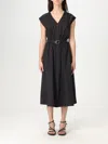 Michael Kors Stretch Organic Cotton Poplin Midi Dress In Black