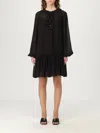 Michael Kors Ls Ruffle Mini Drs Dress In Black