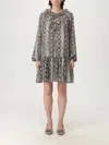 Michael Kors Snake Print Georgette Ruffle Mini Dress In Gray