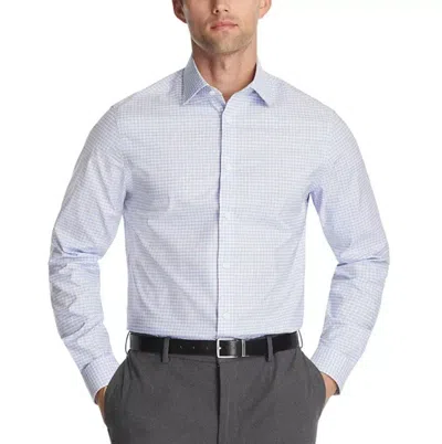 Michael Kors Dress Shirt Men Blue Check Long Sleeve Regular Fit Button-up Fts247 In White