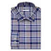 Michael Kors Dress Shirt Men's Brown Multi Button Up Collared Fts242 In Blue