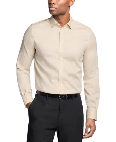 Michael Kors Dress Shirt Menstan Cotton Slim Fit Button Up Mac60 In Neutral