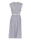 Michael Kors Striped Cotton Poplin Belted Midi Dress