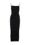 Michael Kors Form-fitting Midi Dress With Spaghetti Straps In Black