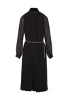 Michael Kors Pleated Georgette Shirtdress In Black