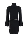 Michael Kors Black Mini Dress With Chain Belt And Logo Plaque On The Rear In Viscose Blend Stretch Woman In Black