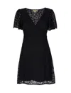 Michael Kors Lace Flared Hem Mini Dress In Black