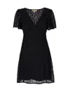 Michael Kors Lace Flared Hem Mini Dress In Black