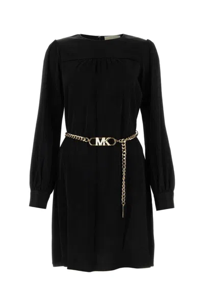 Michael Kors Mini Dress With Detachable Chain Belt In Black