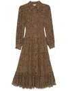 Michael Kors Cheetah-print Midi Dress In Brown