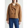 Michael Kors Drop Shoulder Oversize Crop Coat In Brown