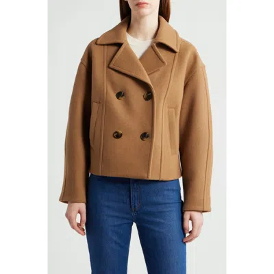 Michael Kors Drop Shoulder Oversize Crop Coat In Brown