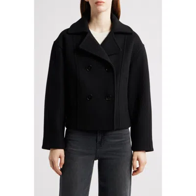 Michael Kors Drop Shoulder Oversize Crop Coat In Black