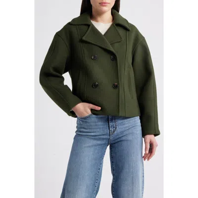 Michael Kors Drop Shoulder Oversize Crop Coat In Green