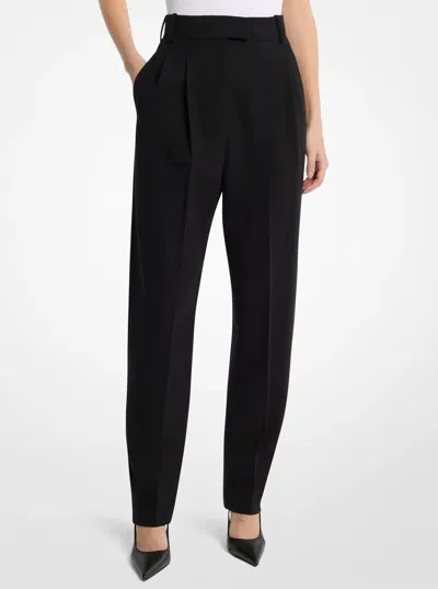 Michael Kors Dru Pleated Stretch Tissue Wool Crepe Trousers In Multi