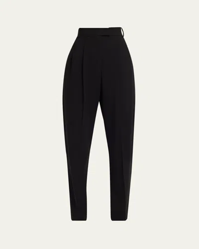 Michael Kors Dru Pleated Tapered Wool Trousers In Purple