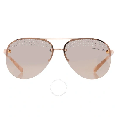 Michael Kors East Side Grey Mirrored Rose Gold Pilot Ladies Sunglasses Mk1135b 11084z 59 In Gold / Grey / Rose / Rose Gold