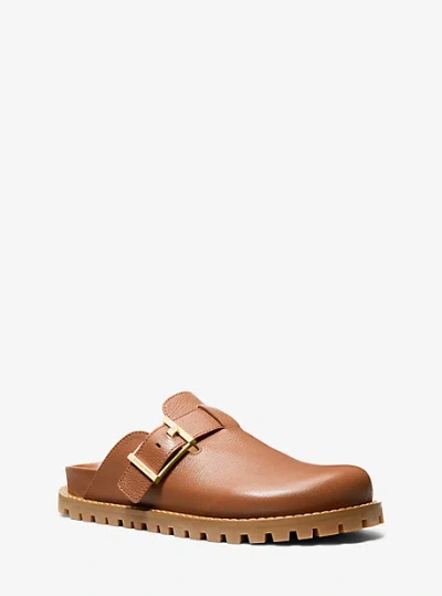 Michael Kors Easton Leather Clog In Brown